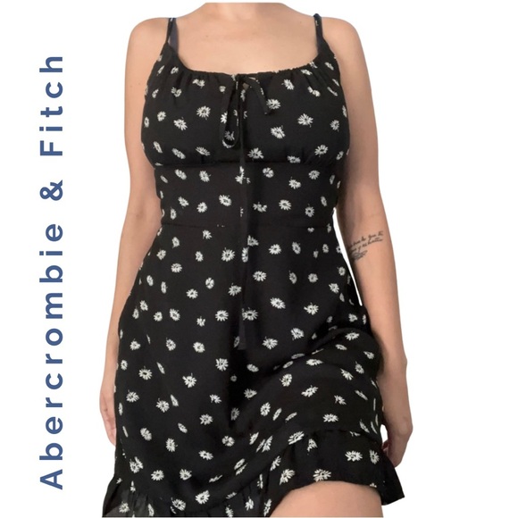 Abercrombie & Fitch Black Floral Mini Dress S  Cottagecore, Coquette Summer - Picture 1 of 8